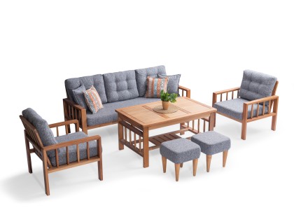 Nova Ahşap Balkon Takımı ( 3+1+1+masa+2 puf )